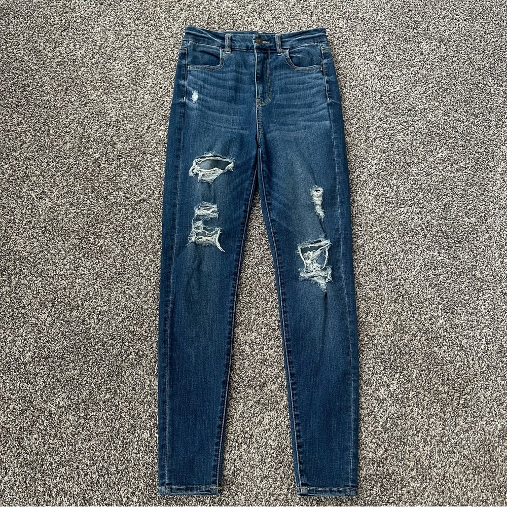 American Eagle Curvy Super High Rise Distressed Jegging Skinny Jeans